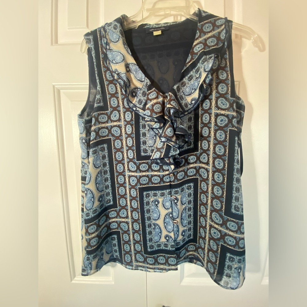 Tommy Hilfiger Blue and Cream Paisley Blouse